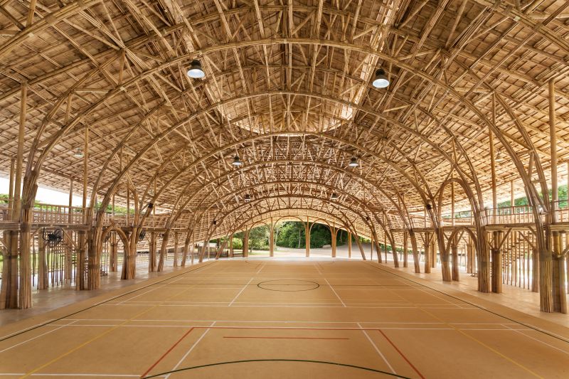 stavby bambuds Bamboo Sports Hall Panyaden School